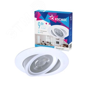 Светильник светодиодный ДВО-9 Вт 4000K 720 Лм белый КОСМОС