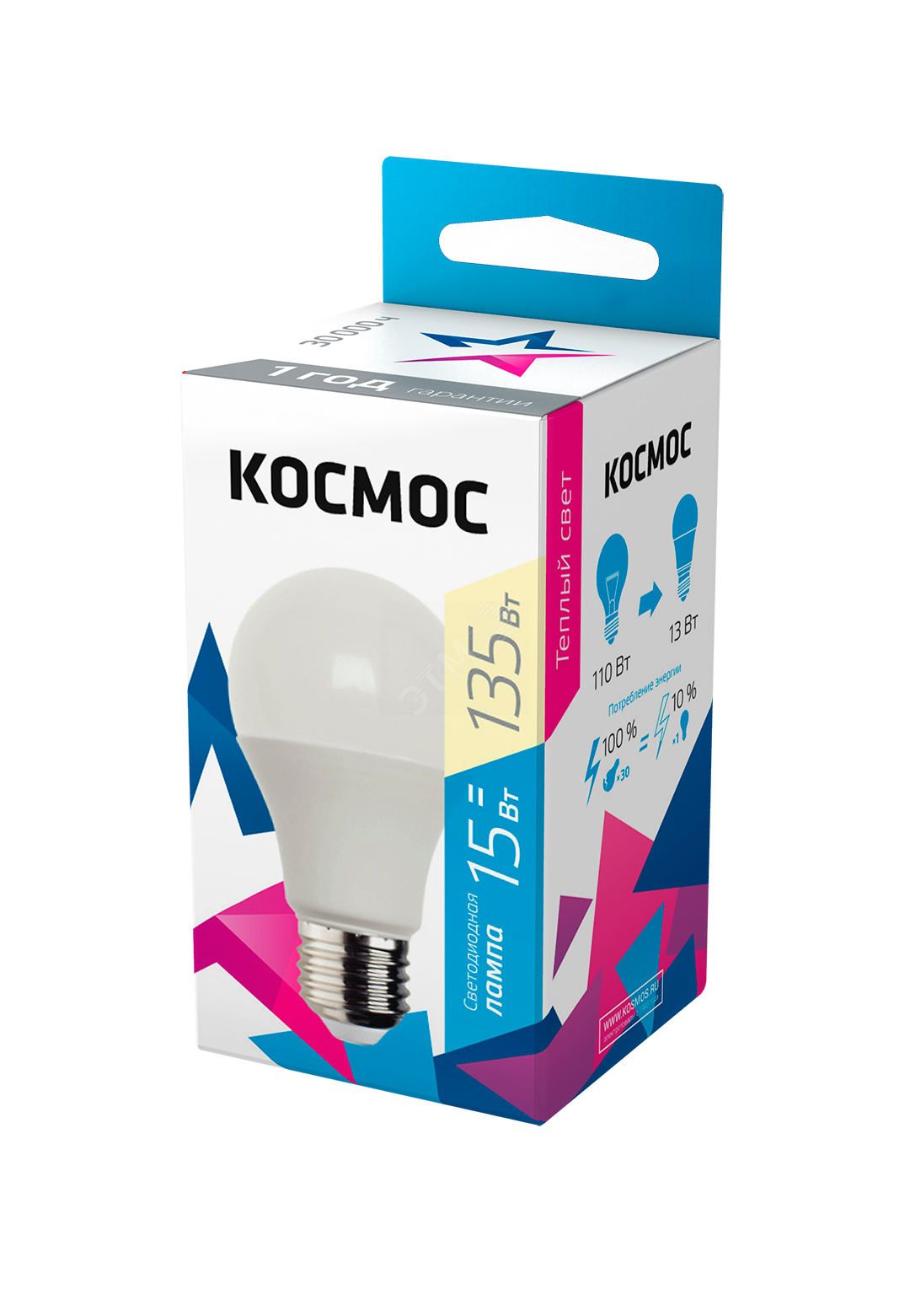 Лампа светодиодная LED 15Вт 220В Е27 D60х108 3000 теплый A60