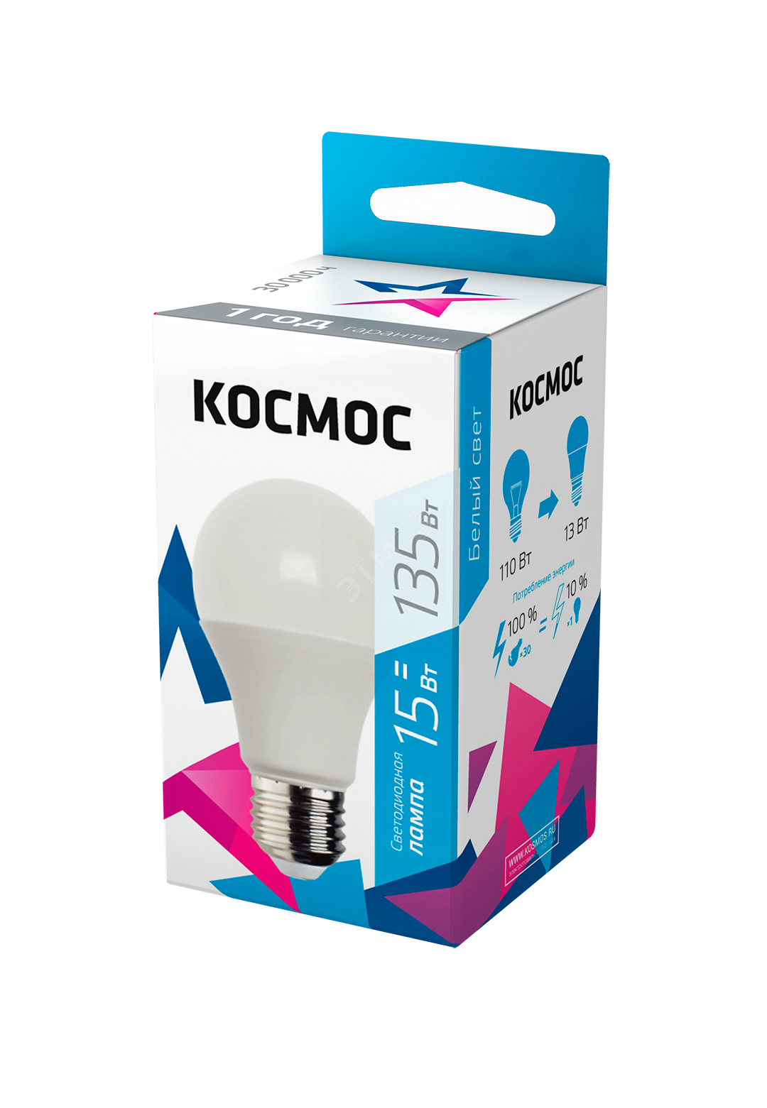 Лампа светодиодная LED 15Вт 220В Е27 D60х108 4500 белый A60