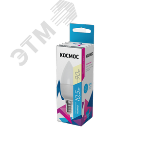 Лампа светодиодная LED 10.5Вт Свеча 220В Е14 D37х100 3000К теплый 840 лм