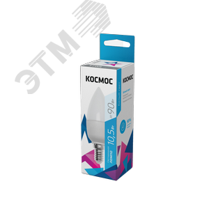 Лампа светодиодная LED 10.5Вт Свеча 220В Е14 D37х100 4500К белый 840 лм