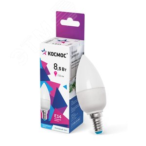 Лампа светодиодная LED 8.5Вт Свеча 220В Е14 D37х100 6500К холодный 720 лм