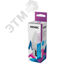 Лампа светодиодная LED 7.5Вт Свеча 220В Е27 D37х100 6500К холодный 600 лм