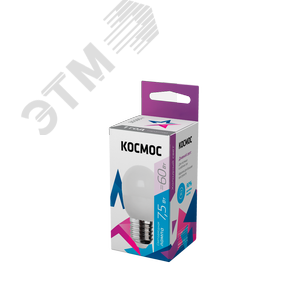 Лампа светодиодная LED 7.5Вт Шар 220В Е27 D45х82 6500К холодный 600 лм