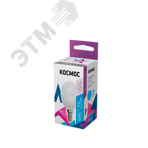 Лампа светодиодная LED 7.5Вт Шар 220В Е14 D45х82 6500К холодный 600 лм