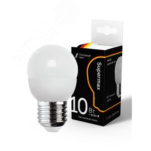 Лампа светодиодная LED 10Вт шар 220В Е27 6400К холодный 800 лм