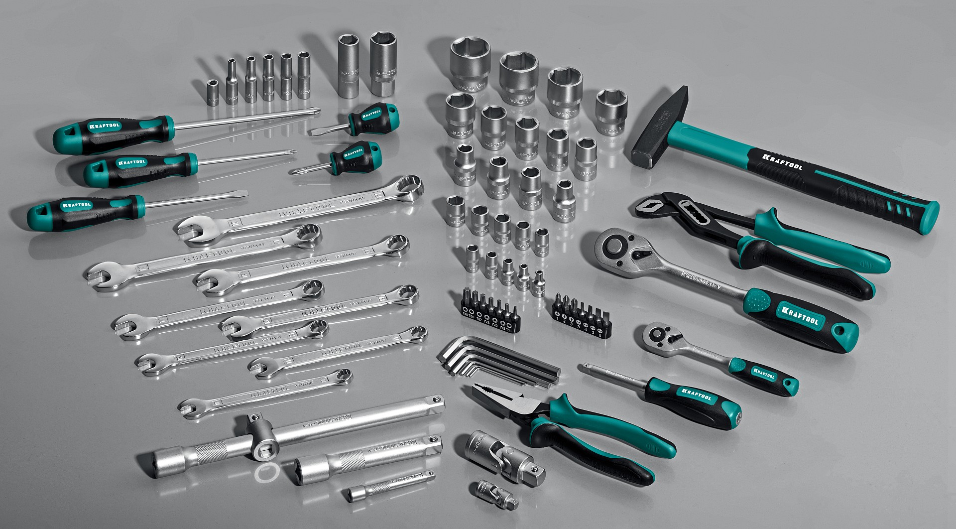 KRAFTOOL EXTREM-76, 76 предм., (1/2″+3/8″+1/4″), универсальный набор инструмента (27889-H76)