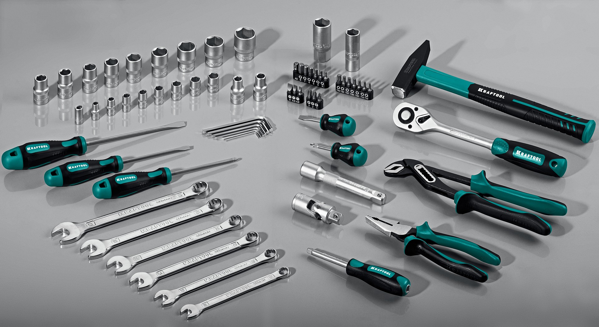 KRAFTOOL EXTREM-66, 66 предм., (1/2″+1/4″), универсальный набор инструмента (27976-H66)