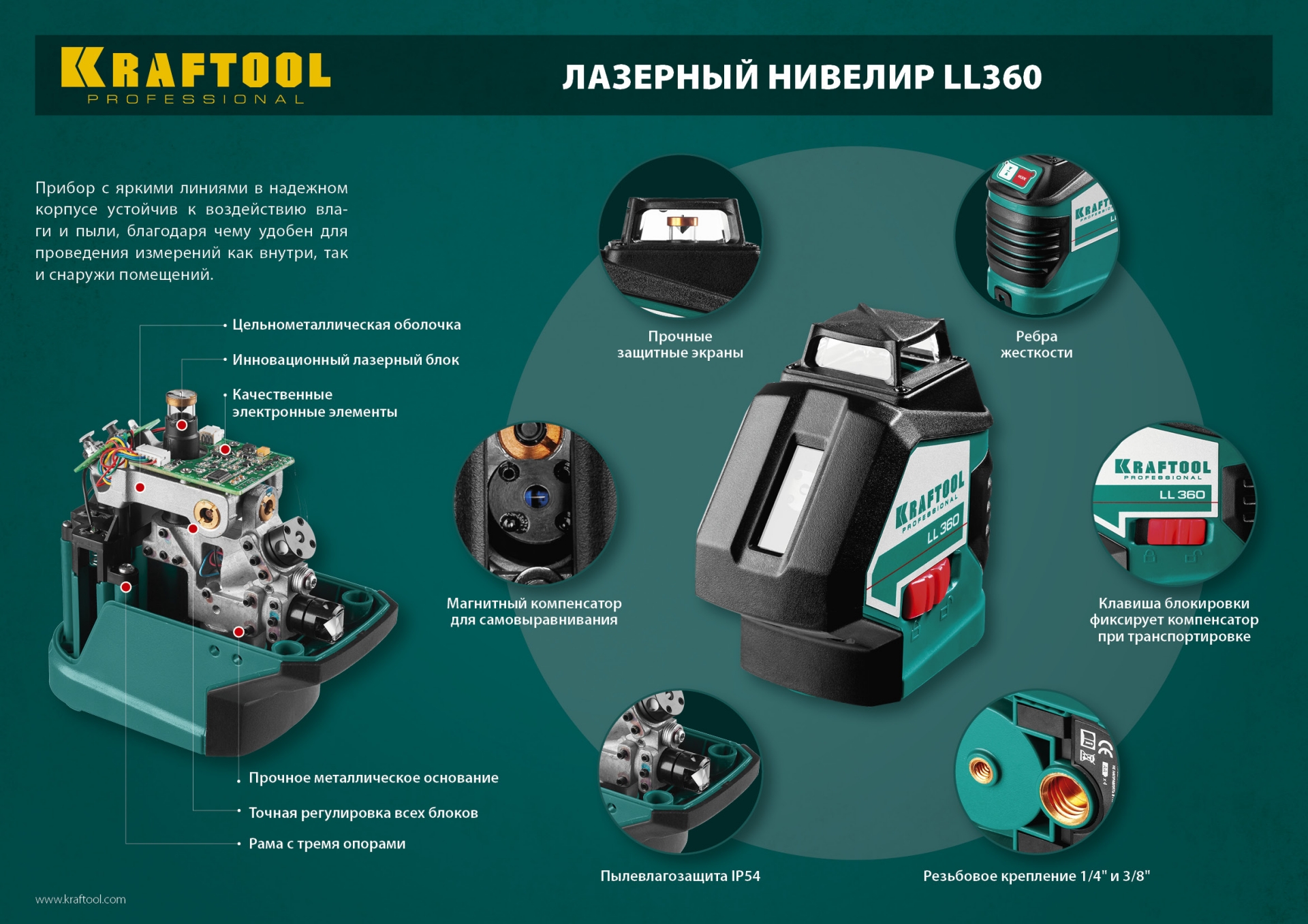 KRAFTOOL LL360, лазерный нивелир (34645)