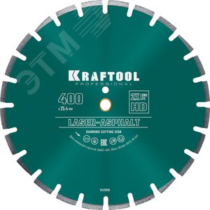 KRAFTOOL LASER-ASPHALT 400 мм (25.4/20 мм, 10х3.4 мм), алмазный диск (36687-400)