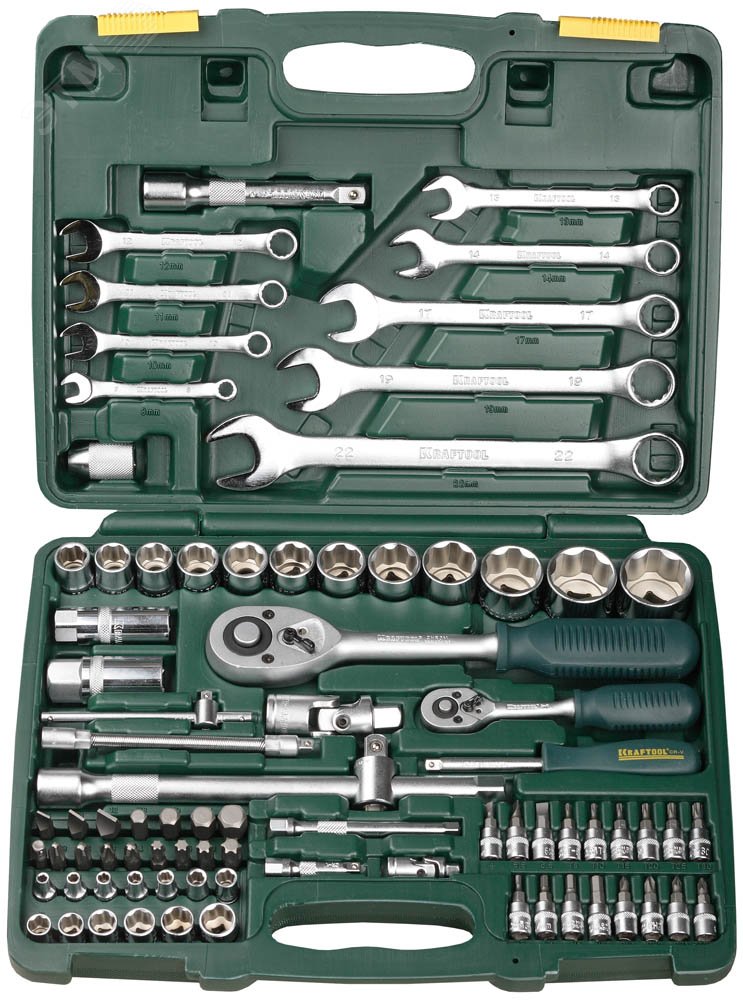 KRAFTOOL X-Drive 82, 82 предм., (1/2″+1/4″), универсальный набор инструмента (27887-H82)