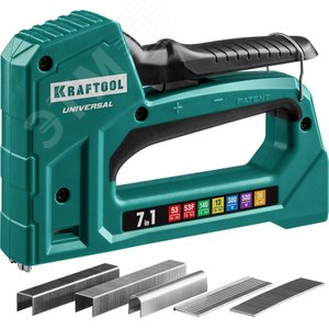 KRAFTOOL Universal, 7-в-1: 53 (A/10/JT21) 23GA (6 - 14 мм)/140 (G/11/57) 20GA (8 - 14 мм)/13/53F/36/500, универсальный легкий степлер (31524)