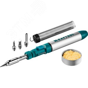 KRAFTOOL SolderGas, 70 B, 30 - 70 Вт, 1300°С, горелка, фен, набор 8 в 1, газовый паяльник (55504-H8)