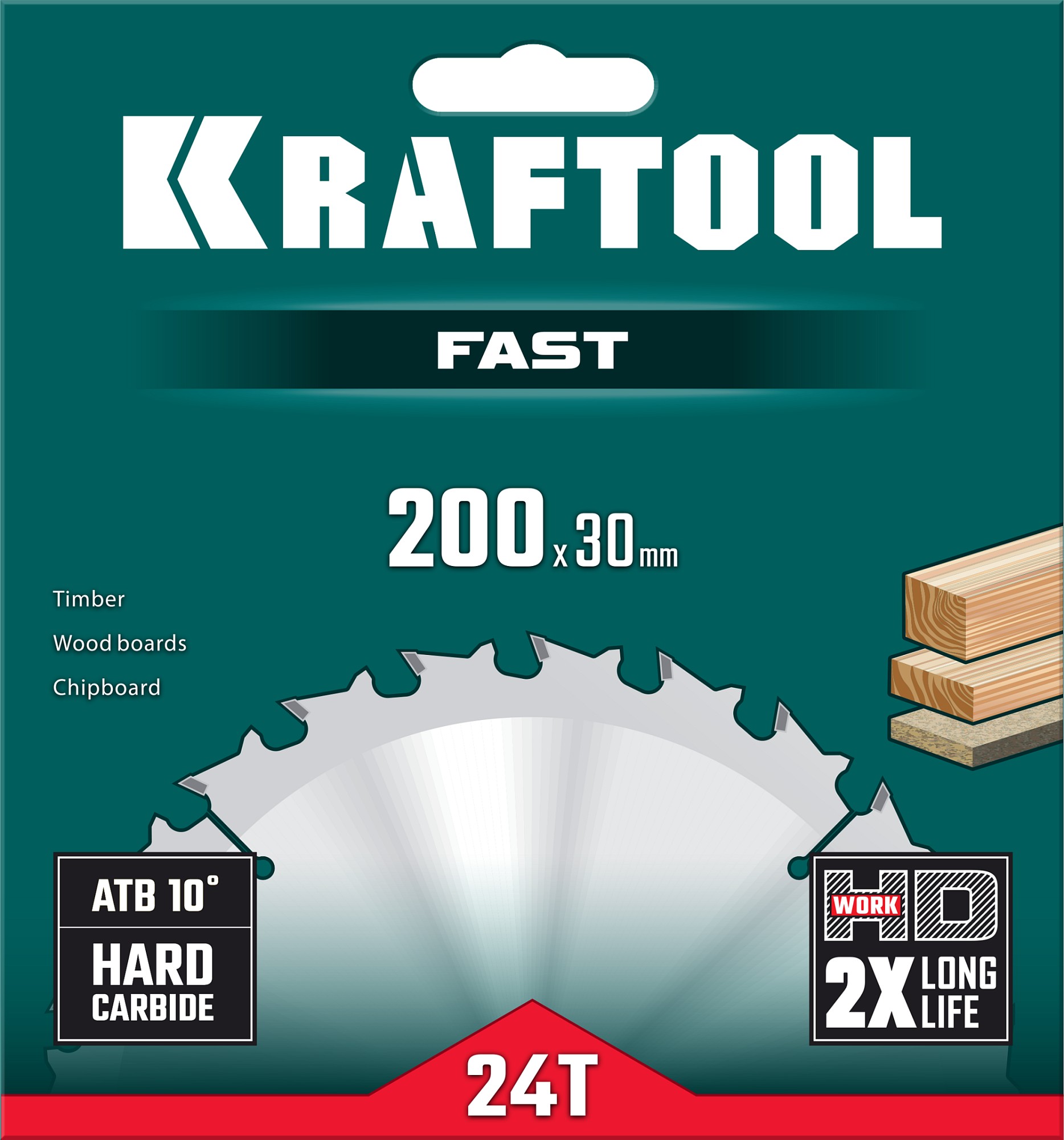 KRAFTOOL Fast, 200 х 30 мм, 24Т, пильный диск по дереву (36950-200-30)