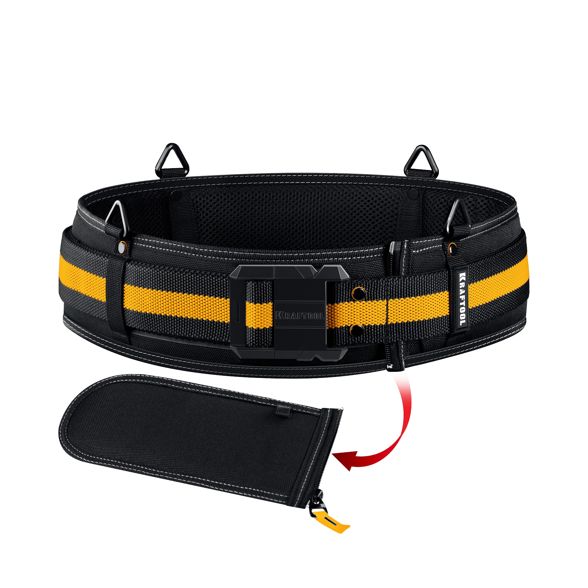 KRAFTOOL KB-2 пояс монтажника, для сумок с быстросъёмным креплением FastClip, 80-122 см, широкий кушак (38763)