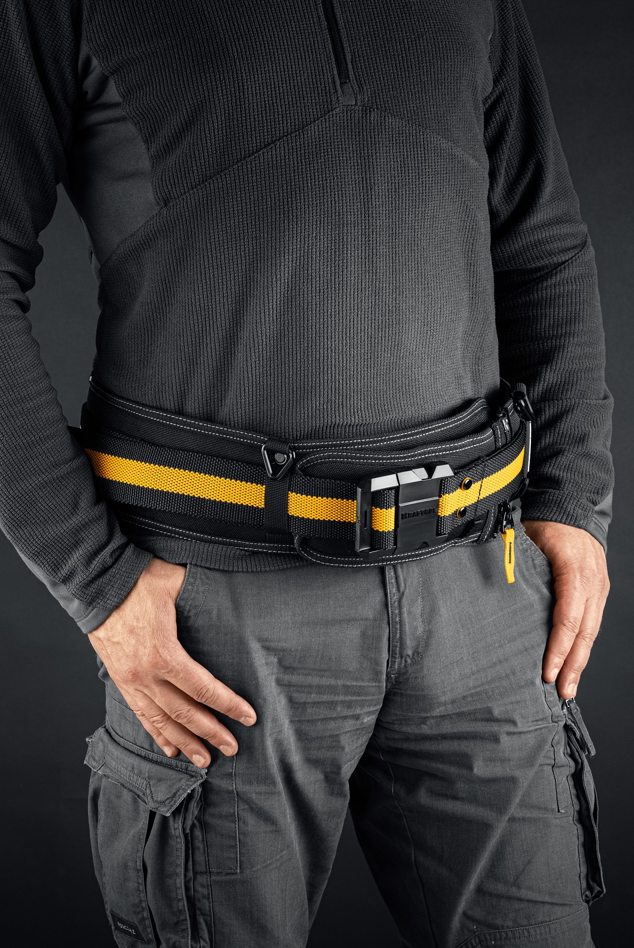KRAFTOOL KB-2 пояс монтажника, для сумок с быстросъёмным креплением FastClip, 80-122 см, широкий кушак (38763)