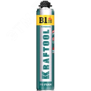 KRAFTOOL FIRE STOP B1, 750 мл, пистолетная, огнестойкая, не залипающий клапан, 240°С, SVS, выход до 45 л, монтажная пена (41186)