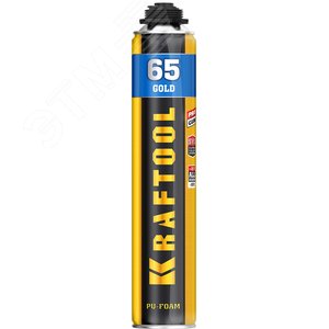 KRAFTOOL GOLD 65, 850 мл, выход до 65 л, мелкопористая, пистолетная всесезонная, SVS, не залипающий клапан, монтажная пена (41194)