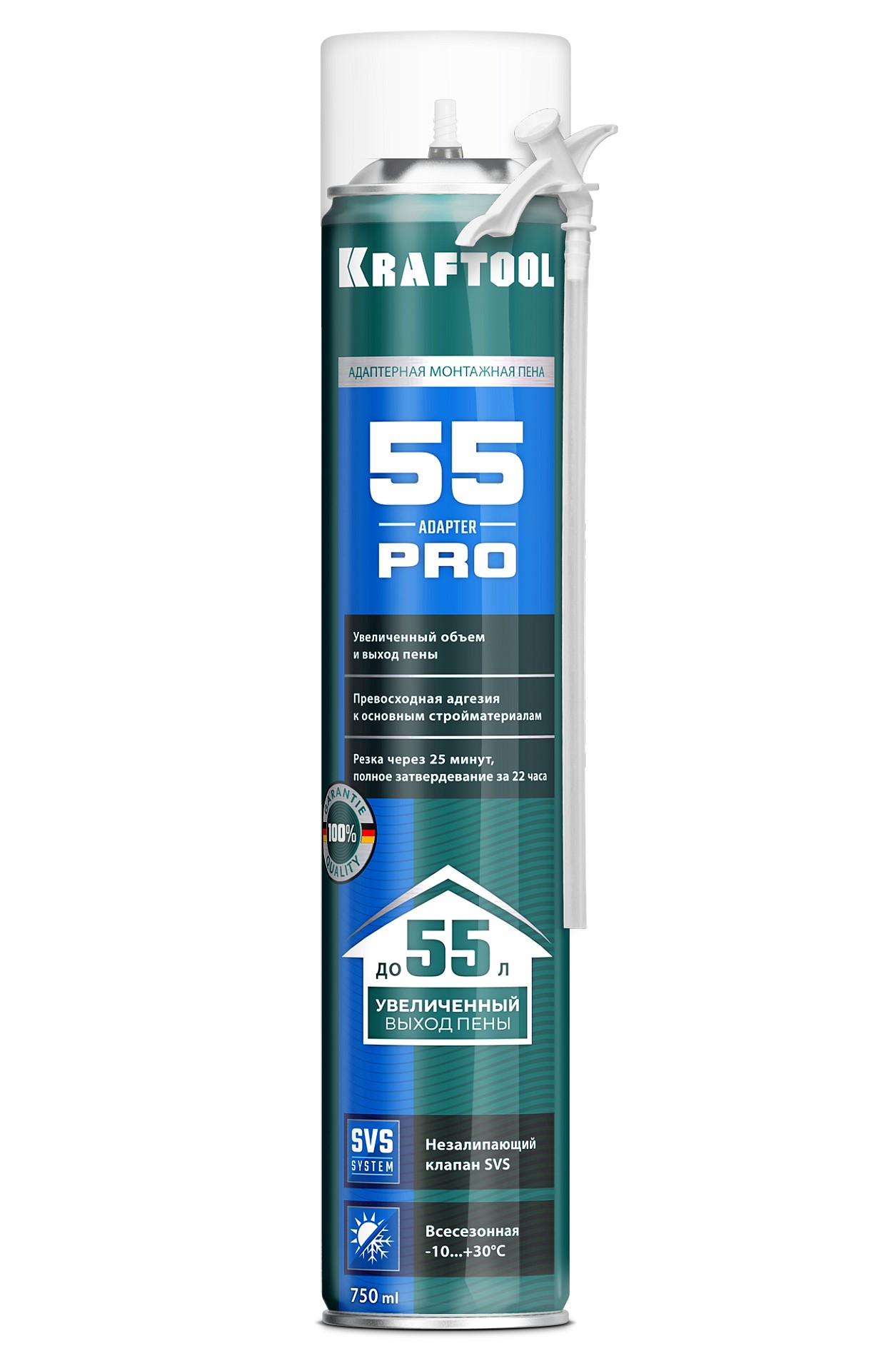 KRAFTOOL ADAPTER 65, 750 мл, адаптерная, всесезонная, SVS, не залипающий клапан, выход до 45 л, монтажная пена (41175)