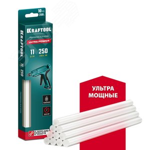 KRAFTOOL Ultra Power, 11 х 250 мм, 10 шт, ультрамощные, прозрачные, клеевые стержни (06848-10)