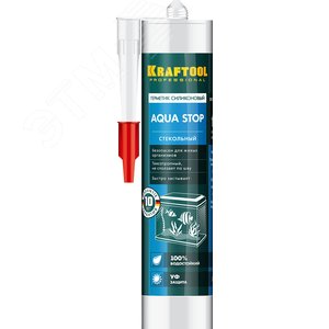 KRAFTOOL Aqua stop, 300 мл, прозрачный, стекольный силиконовый герметик (41256-2)