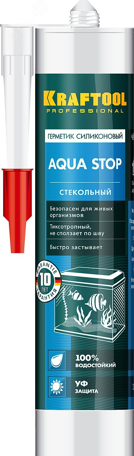 KRAFTOOL Aqua stop, 300 мл, черный, стекольный силиконовый герметик (41256-4)