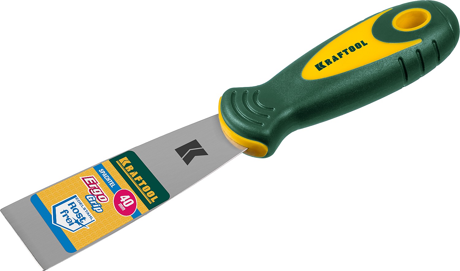 KRAFTOOL 40 мм, х-образное профилированное полотно, двухкомпонентная ручка, нержавеющий, шпатель (10035-040)