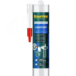 KRAFTOOL SANITARY, 300 мл, белый, санитарный силиконовый герметик (41255-0)