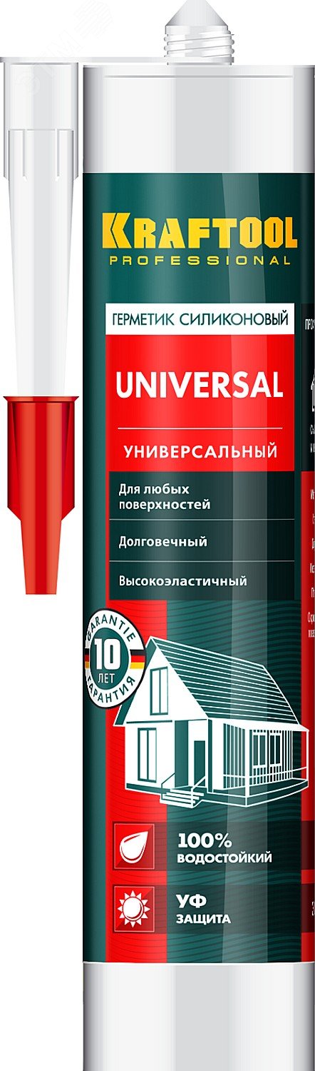 KRAFTOOL UNIVERSAL, 300 мл, прозрачный, универсальный силиконовый герметик (41253-2)