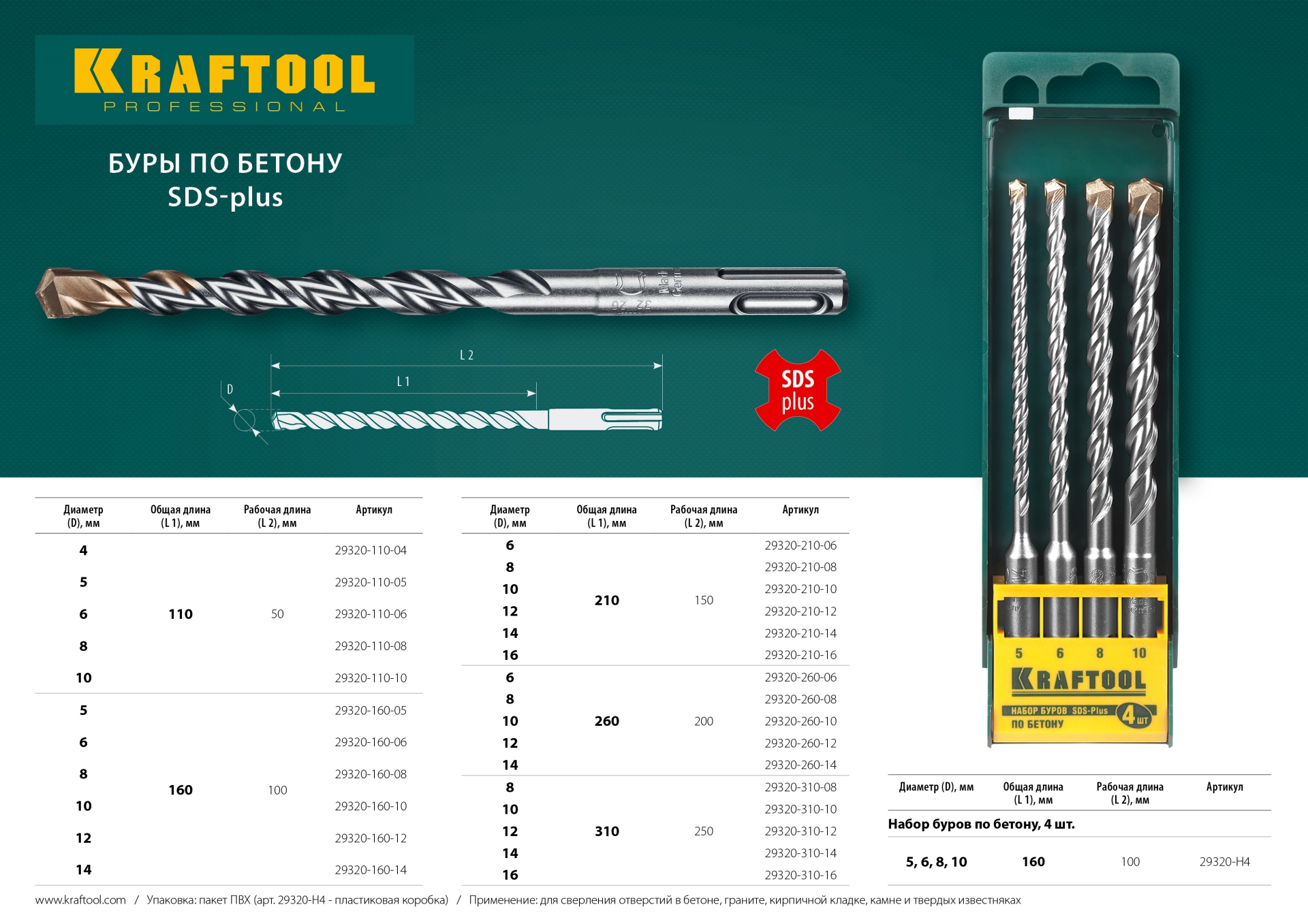 KRAFTOOL Expert, 8 х 110 мм, SDS-plus бур (29320-110-08)