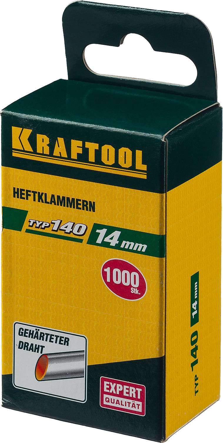 KRAFTOOL тип 140 (G/11/57) 14 мм, 1000 шт, калибр 20GA, скобы для степлера (31680-14)