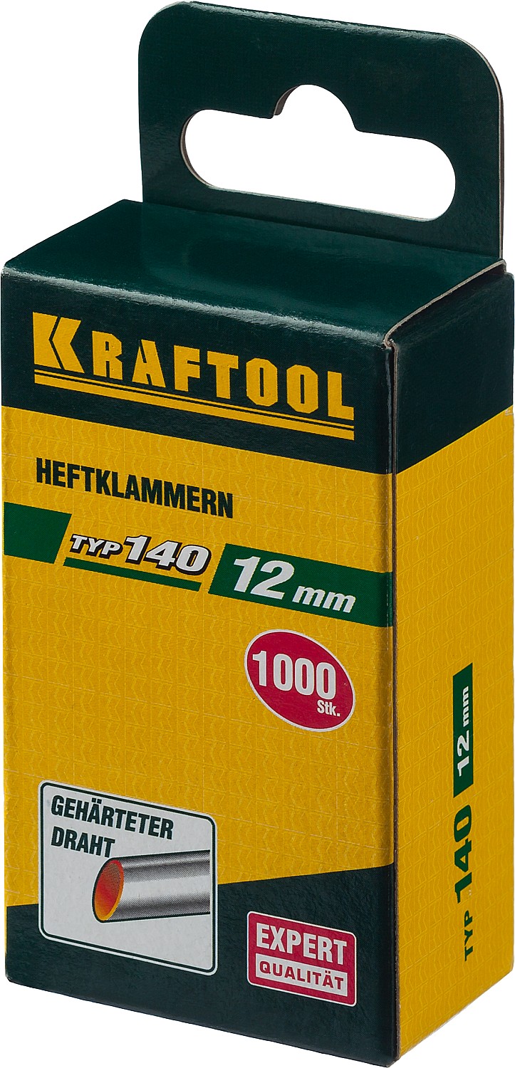 KRAFTOOL тип 140 (G/11/57) 12 мм, 1000 шт, калибр 20GA, скобы для степлера (31680-12)