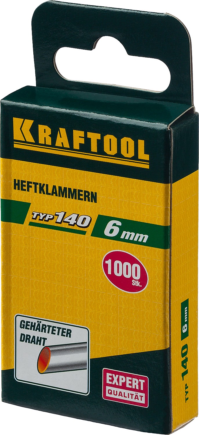 KRAFTOOL тип 140 (G/11/57) 6 мм, 1000 шт, калибр 20GA, скобы для степлера (31680-06)