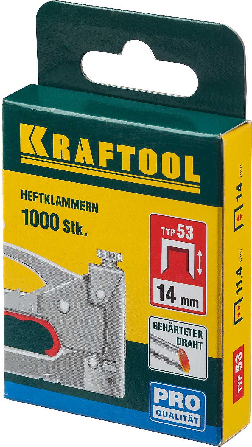 KRAFTOOL тип 53 (A/10/JT21) 14 мм, 1000 шт, калибр 23GA, скобы для степлера (31670-14)