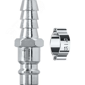 KRAFTOOL штуцер ″елочка″, 10 мм - рапид штуцер, с хомутом, переходник (06597-10)