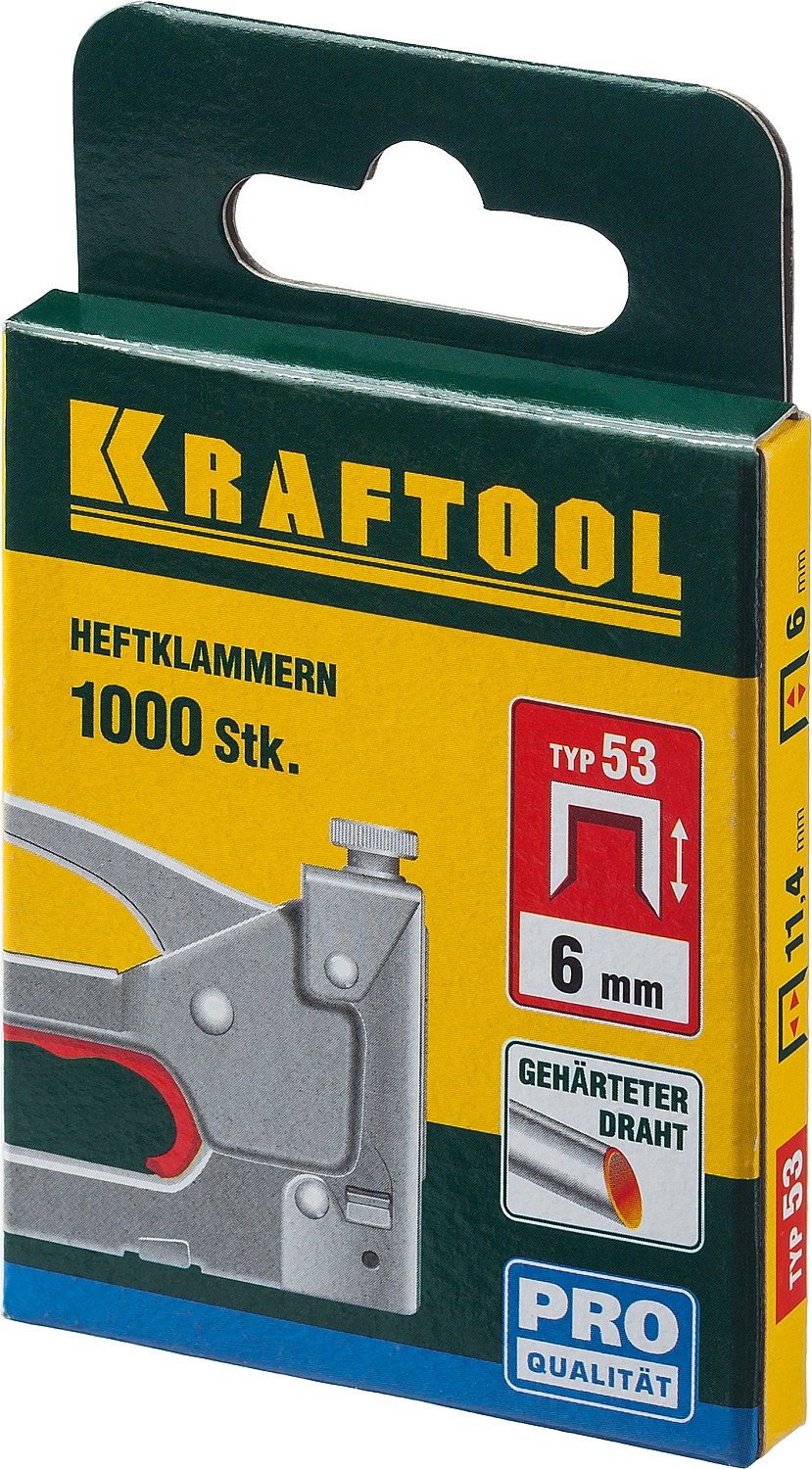 KRAFTOOL узкие, тип 53 (A/10/JT21) 23GA 18 мм, 1000 шт, скобы для степлера (31670-18)