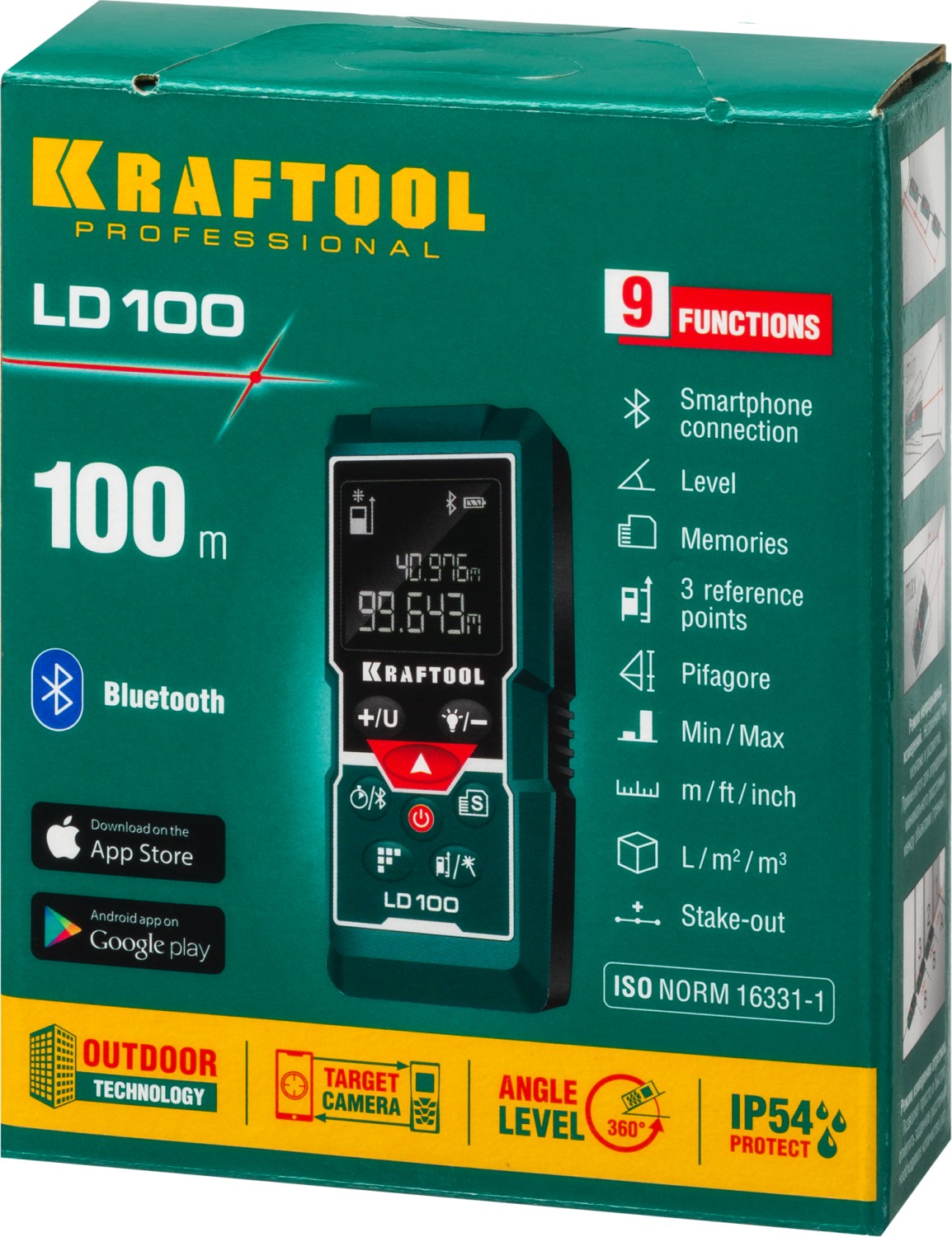 KRAFTOOL LD-100, 5 см - 100 м, лазерный дальномер (34765)