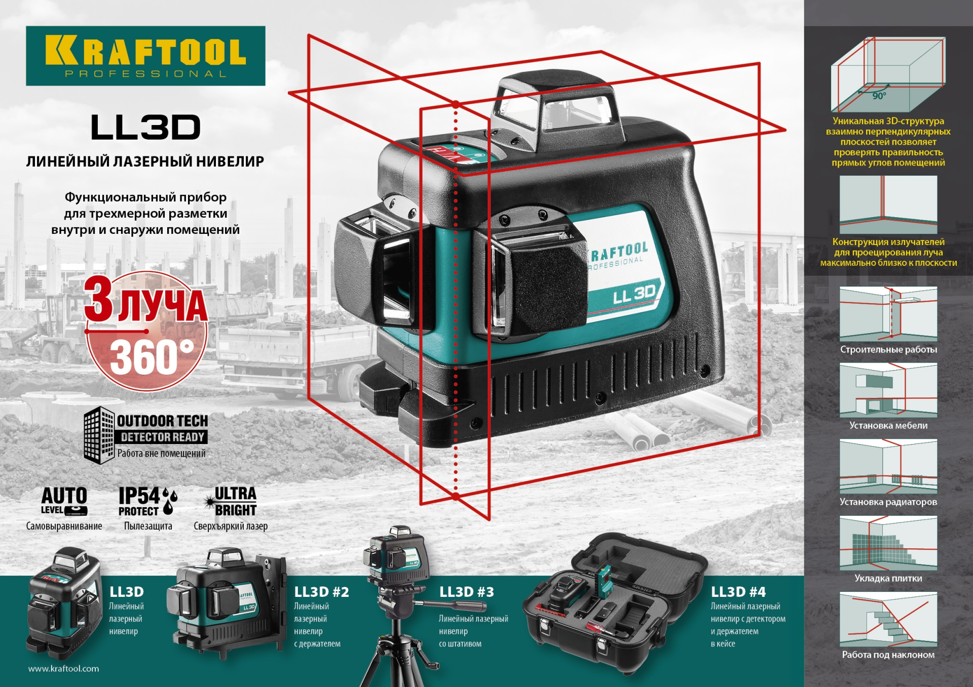 KRAFTOOL LL 3D #2, лазерный нивелир (34640-2)