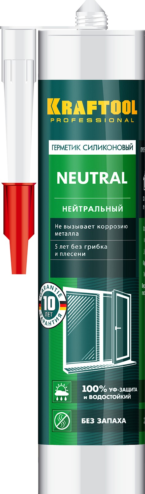 KRAFTOOL Neutral, 300 мл, прозрачный, нейтральный силиконовый герметик (41257-2)