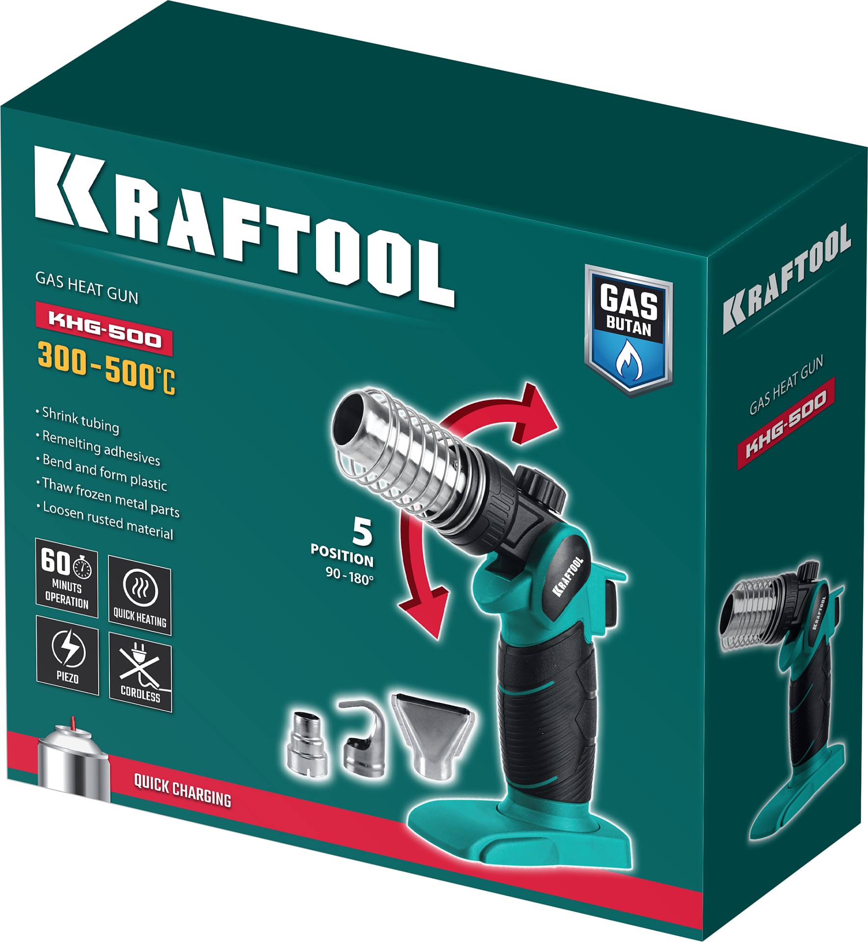 KRAFTOOL KHG-500, 500°C, Газовый термофен (55528)