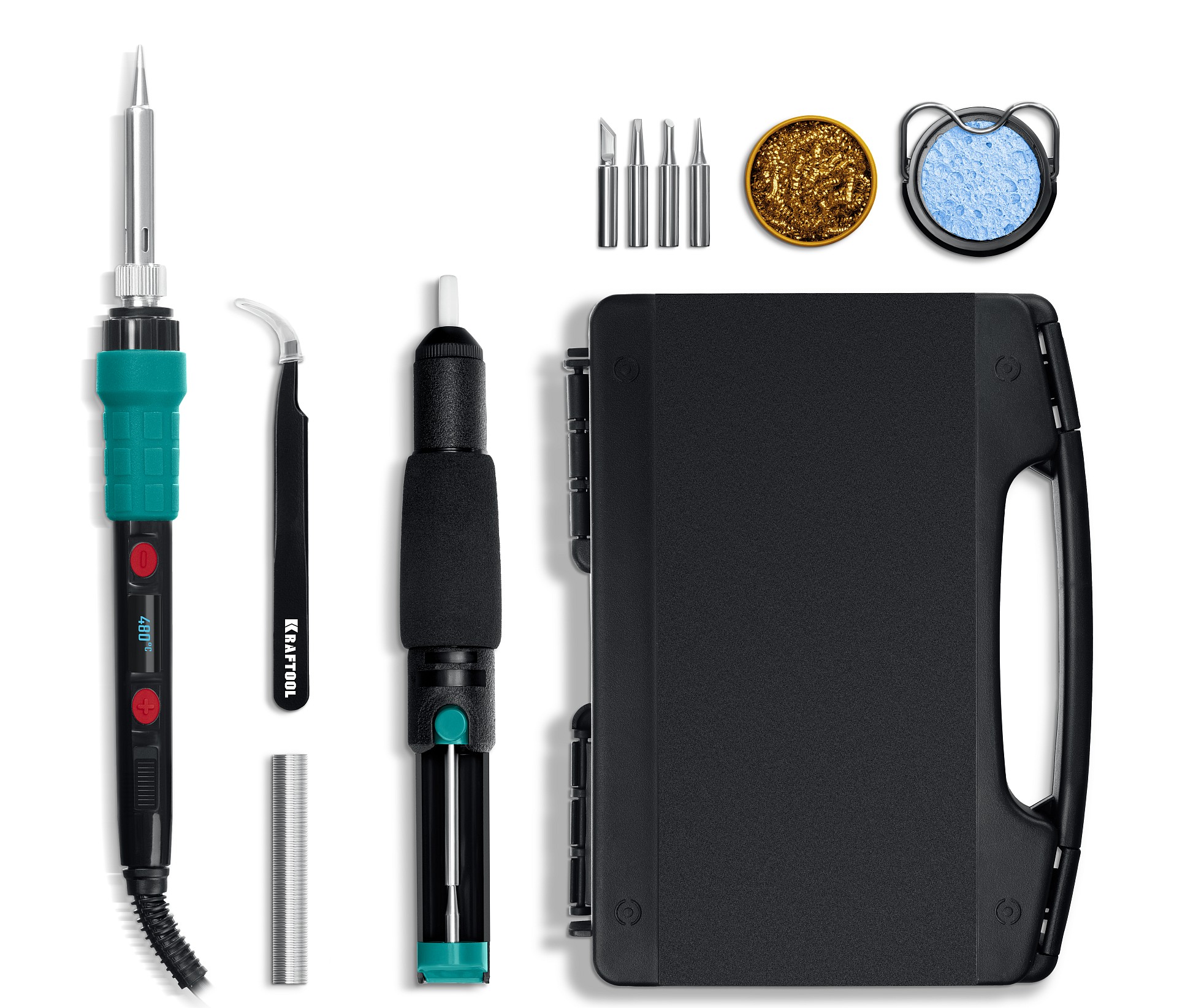 KRAFTOOL KS-15, 14-в-1, 90 - 480°C, 135 Вт, цифровая мини-паяльная станция в кейсе (55346)