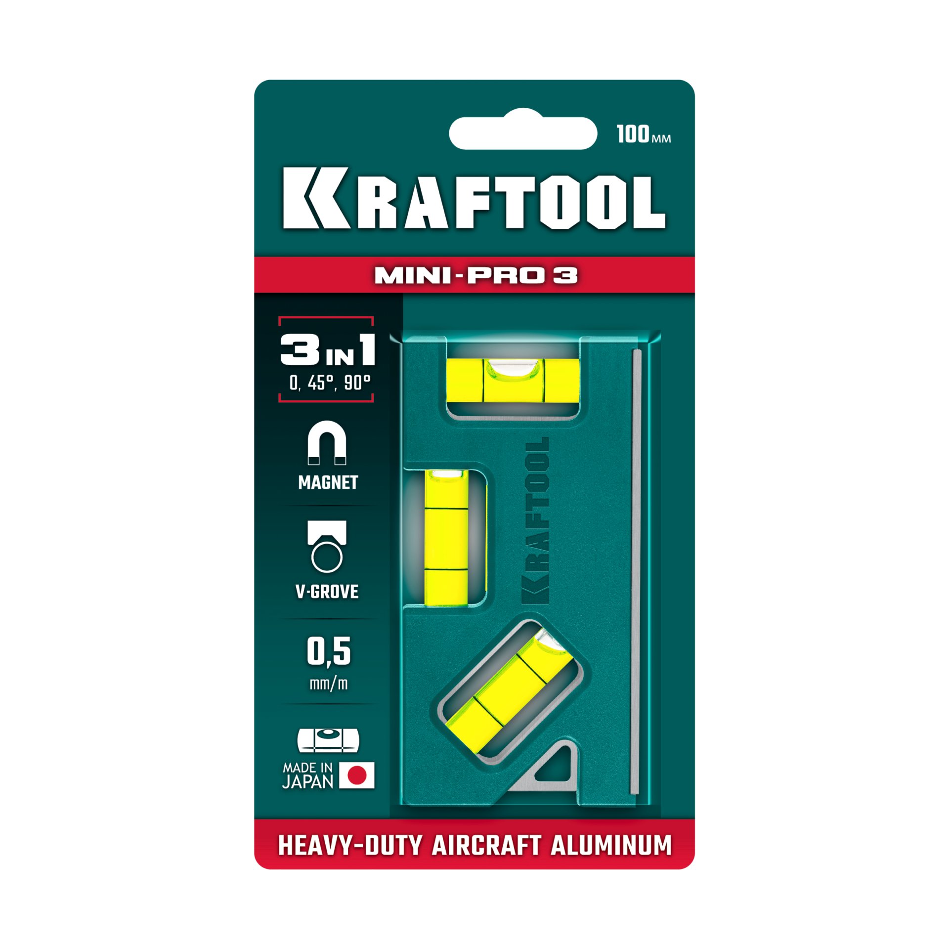 KRAFTOOL Mini-Pro 3, 100 мм, магнитный компактный уровень (34861-010)