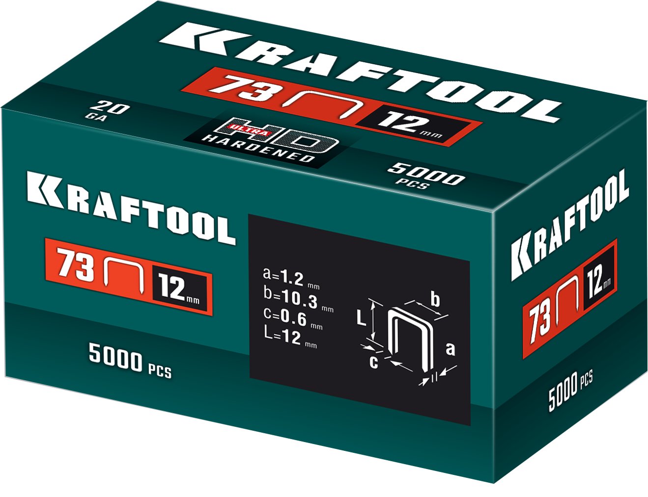 KRAFTOOL 12 мм, тип 73, 5000 шт, скобы для плайера (31773-12)