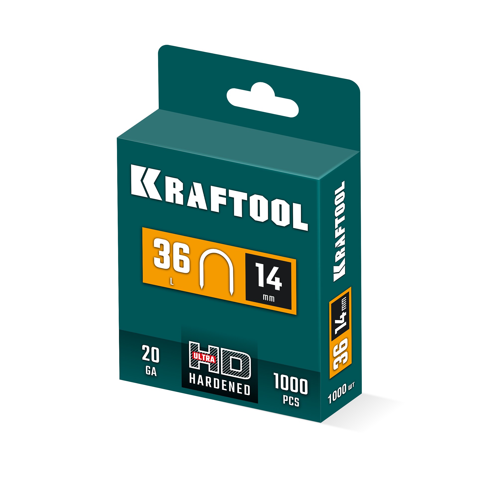 KRAFTOOL тип 36 (L) 14 мм, 1000 мм, калибр 20GA, скобы кабельные для степлера (31636-14)