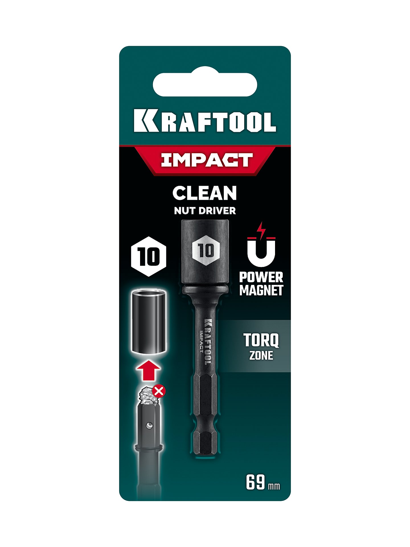 KRAFTOOL CLEAN “Nut driver”, 10 мм, бита с торцовой головкой (26371-10)