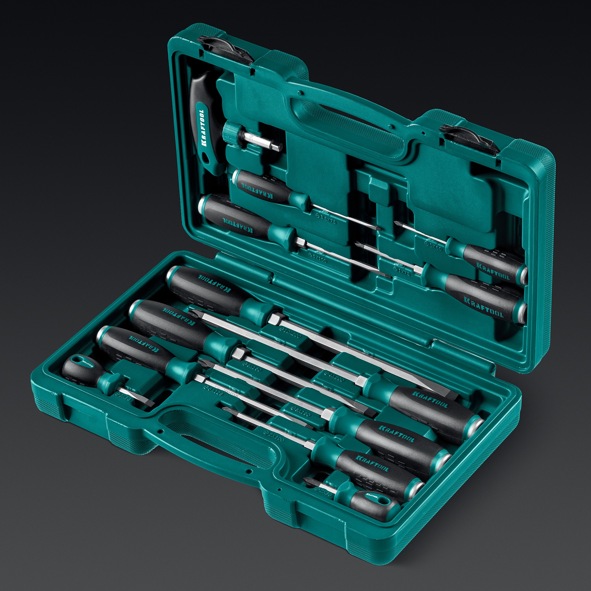 KRAFTOOL IMPACT 13 шт, сквозной стержень Cr-Mo, набор ударных отверток (25035)