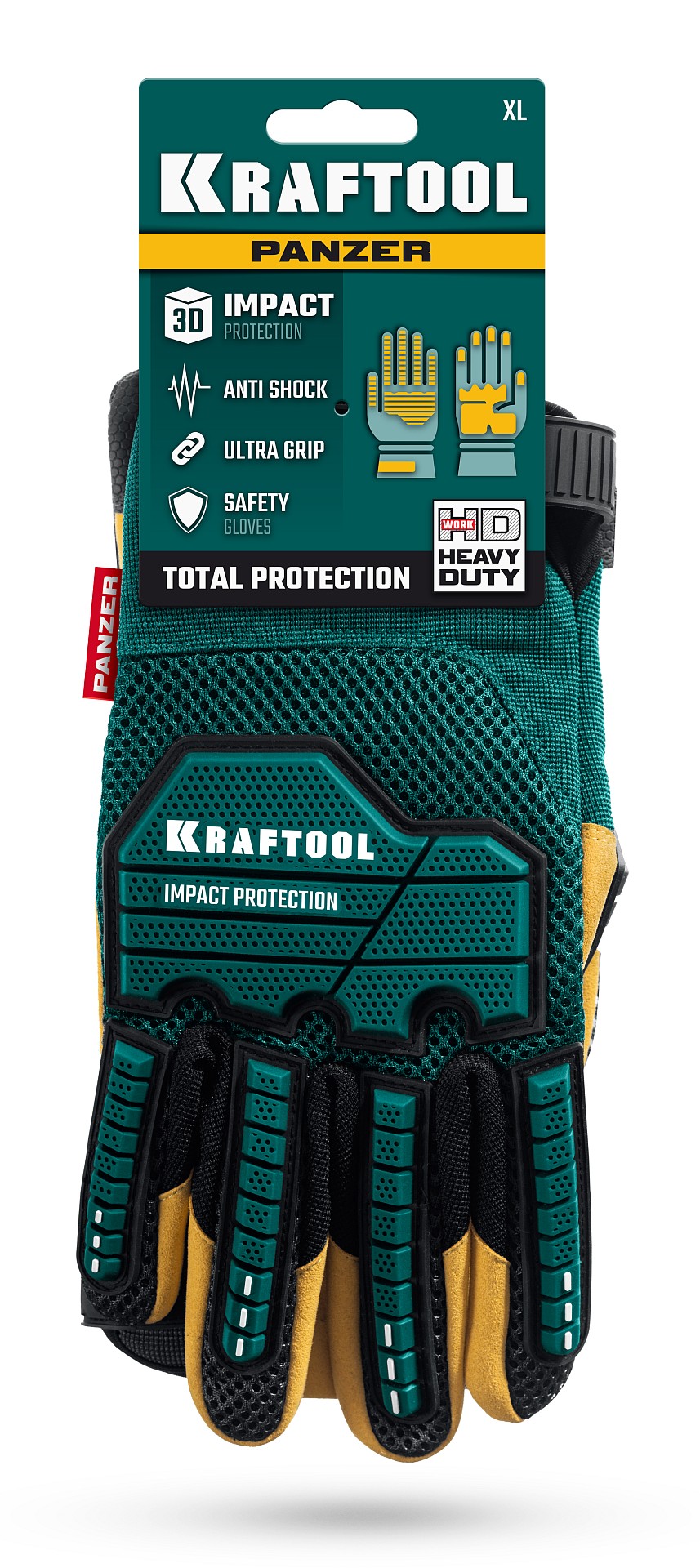 KRAFTOOL PANZER р.XL (10), профессиональные комбинированные перчатки, виброзащита, увеличенные противоударные накладки (11298-XL)