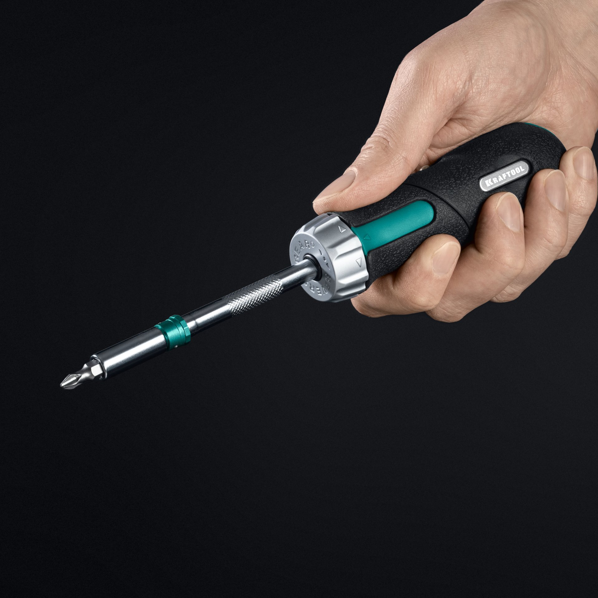 KRAFTOOL EXTREM набор: рычажная реверсивная отвертка с битами 6 шт (25899)