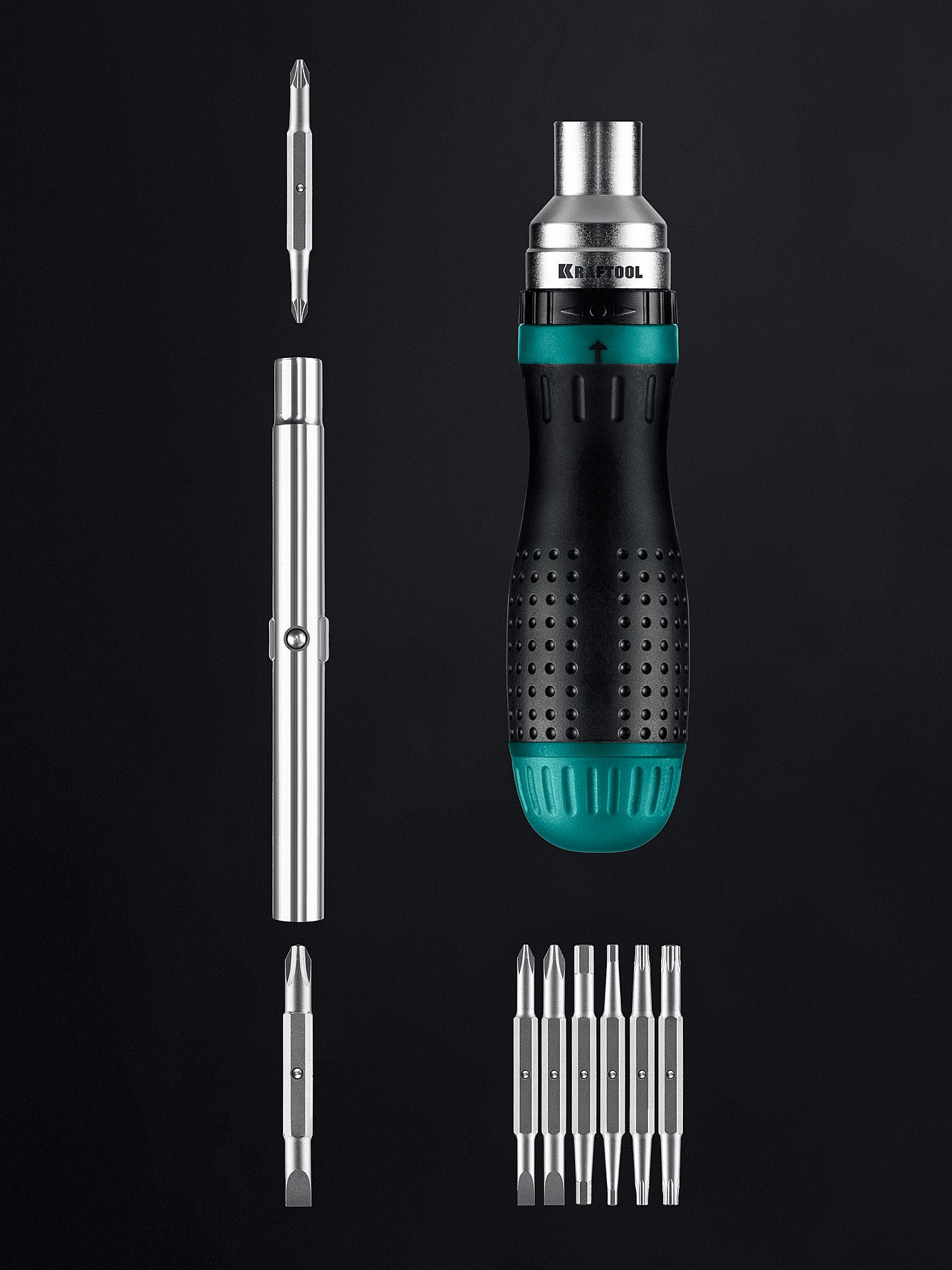 KRAFTOOL 19-в-1 KraftMax 19, Реверсивная отвертка с битами (25862)