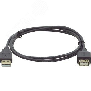 Кабель USB-A 2.0 M на USB-A F, 0.9 м., черный